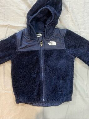 The North Face Navy Sherpa Jacket with White Logo 18/24m